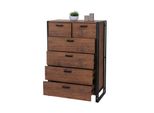 Highboard MCW-A27, Kommode Schrank, 6 Schubladen 115X80X40Cm 3D-Struktur, Wildeiche-Optik