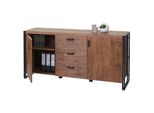 Sideboard MCW-A27, Kommode Schrank, 3D-Struktur 2 StaufäCher 80X160X40Cm Mvg-Zertifiziert Mdf Metall ~ Wildeiche-Optik