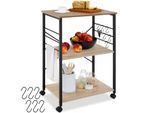 Tectake® Servierwagen, Industrial Style, Mit 3 Ebenen, Inklusive 6 Haken, 65,5 X 45,5 X 88,5 Cm