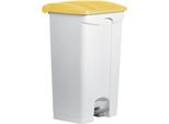 Bidone A Pedale Helit, 90 Litri, Bianco/Giallo