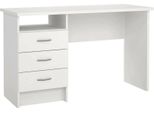 Dmora Scrivania Andre 48.1X120.1X72.6H Cm Bianco, 3 Cassetti Materiale Piano In Legno Nobilitato