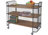 Carrello HWC-A43, Carrello Di Servizio A Ripiani Rotanti, Legno Massiccio Di Abete Vintage 84X98X36Cm