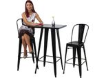Set Tavolo Alto + 2X Sgabello Da Bar HWC-A73, Sgabello Da Bar, Design Industriale In Metallo ~ Nero
