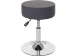 Sgabello HWC-C22, Sgabello Da Trucco, Regolabile In Altezza Ø 35 Cm ~ Tessuto, Grigio