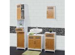 Set Da Bagno HWC-A85, Mobile Da Bagno Mobile Alto Lavabo Mobile Vanity Mobile Da Parete Cassettiera In Bambù, Mvg Bianco