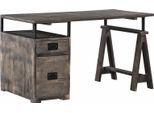 MASSIVMOEBEL24 | Scrivania In Legno Di Mango 140X78X80 Grigio Scuro Laccato Railway #229