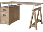 MASSIVMOEBEL24 | Scrivania In Legno Di Mango 140X78X80 Sbiancato Laccato Railway #329
