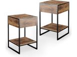 Vicco Comodini Camera Da Letto Fyrk, 43.5 X 66 Cm Set Di 2, Rovere Rustico/Nero