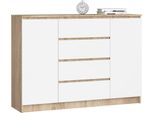 Akord Comò 2 Ante 4 Cassetti Rovere Sonoma/Bianco 138X40X99 Cm