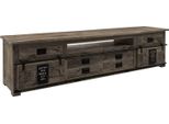 MASSIVMOEBEL24 | Mobile Tv In Legno Di Mango 240X50X60 Grigio Scuro Laccato Railway