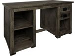 MASSIVMOEBEL24 | Scrivania In Legno Di Mango 140X80X76 Grigio Scuro Laccato Railway