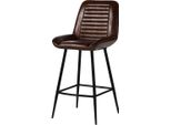 MASSIVMOEBEL24 | Iron Label #115 Sgabello Bar In Vera Pelle - Marrone 52X57X108