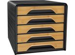 Cep 1071115301 Cep Schubladenbox Smoove Schwarz/Bambus 1071115301, Din A4 Mit 5 Schubladen