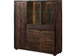 MASSIVMOEBEL24 | Bark #215 Credenza In Legno Di Acacia - Laccato / Marrone Scuro 140X40X150