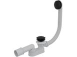 Set Di Scarico Alcadrain - Set Di Scarico E Troppopieno Per Vasca Da Bagno, Lunghezza 800 Mm, Click-Clack, Nero Opaco A507BLACK-80