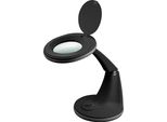 Goobay 65578 Lampada D'ingrandimento A Stativo A Led, 6 W, Nero, 1,3 M - 450 Lm, Lente Di Vetro Da 100 Mm, Ingrandimento 1,75X, 3 Diottrie
