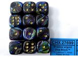 Chessex 16MM D6 Con Pip WüRfel Block (12 WüRfel - Lustrous Shadow W/Gol - Chx 27699