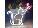 Neon Led Light Usb, Neon Sign Night Light, Neon Light Led Wall Decoration, Gaming Decoration Room Party Kids Gift (Gatto E Farfalla)