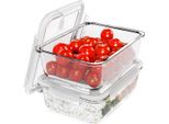 Classbach® Contenitori Per Alimenti In Vetro Con Coperchio | Set Di 2 | Adatti Per Forno Microonde Lavastoviglie Congelatore | Meal Prep Boxes In Vetro | C-FHD 4024 G