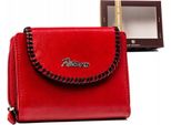 Peterson | Portafoglio Da Donna, In Pelle, Con Bottoni A Pressione E Zip, Rosso, 12,5X10 Cm