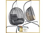 Sedia Sospesa Con Telaio; Sedia A Cesto Sospesa; Sedia Relax Sospesa In Rattan Per Esterni E Interni; Altalena A Uovo Ideale Per Giardino, Terrazza - Colore Grigio