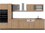 Vicco Cucina Componibile R-Line, 350 Cm Con Armadio Alto, Pt Rovere, Rovere Artigianale/Antracite