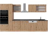 Vicco Cucina Componibile R-Line, 350 Cm Con Armadio Alto, Pt Antracite, Rovere Artigianale/Rovere Goldkraft
