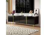Fortuna Lai Mobile Tv Lucido A 4 Ante, Moderno Ed Elegante, Nero, 170 X 35 X 46 Cm