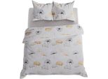 Biancheria Da Letto, Cotone Sateen, Alta Qualità 200X220 Grigio Ginko, Foglie