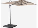 Ombrellone Decentrato Rettangolare 3X4M + Set Di 4 Piastrelle 50Cm, Beige