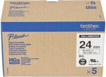 Brother HGE651V5 Brother 24Mmx8M Cassetta Di Nastro Adesivo Giallo/Nero (Confezione Da 5)