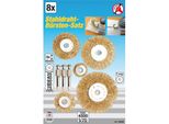 Kraftmann 50908 Set Di Spazzole Metalliche In Acciaio 8 Pezzi Per Trapano 25-40-50-60-75 Mm