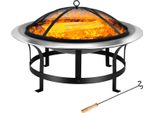 Deuba Braciere Da Esterno Acciaio Inox Ø 75Cm Ciotola Da Fuoco Parascintille Attizzatoio Bracieri