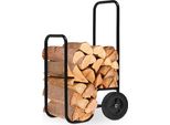 Gardebruk® Carrello Portalegna 150X56X45 Fino A 80Kg Carrellino Per Legna Da Camino Cesto Legname Carrelli Trasporto