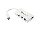 Startech.Com Hub USB-C A 4 Porte Usb 3.0 - Perno E Concentratore Usb Tipo C Con 1X USB-C E 3X USB-A - Bianco