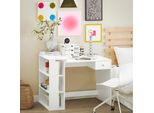 Sobuy® Scrivania Con 3 Ripiani, Scrivania Per Computer, Scrivania Per Ufficio, FWT35-W