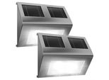 Deuba® 2X Lampada Da Parete A Led A Energia Solare Con Sensore Crepuscolare Da Giardino Impermeabile Esterno Vialetto