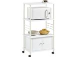 Sobuy Carrello Da Cucina, Porta Microonde, Mobile Da Cucina, Con 3 Ripiani E 2 Porte, FRG12-W