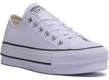 Converse Chuck Taylor All Star Lift Ox Scarpe Da Ginnastica Da Donna In Pelle Con Plateau Bianco Nero - 3 Uk / Bianco Nero