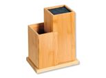 Ceppo Di Coltelli In Bambù Kesper Con Setole In Plastica - 18,5 X 12,7 X 24 Cm - Incl. Scomparto Supplementare Per Utensili Da Cucina - Modello 58025