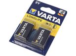 Varta Batterie Alcaline E-Block 6LP3146 9V Longlife Power In Blister (2-Pack)