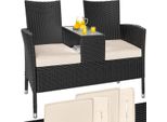Casaria Panchina Da Giardino Polyrattan Resistente 143X55X88Cm Panca Da Balcone 2 Posti Esterno Mobili Outdoor