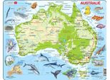Larsen Puzzle Mappa Australia Geografica Con Animali, 65 Pz.