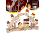 Monzana Addobbo Natalizio Legno Luci Natale Led Batteria Timer Villaggio Natalizio Decorazioni Natalizie