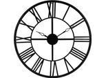 Atmosphera CréAteur D'intéRieur® Orologio Grande In Metallo Nero - 70 Cm - Orologio Da Parete - Numeri Romani - Industriale - Retrò - Classico