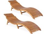 Casaria® 2X Lettino Prendisole In Legno D' Acacia Certificato Fsc® Pieghevole Ergonomico Sdraio Da Giardino Sauna