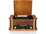 Roadstar HIF-1993 D+Bt Impianto Stereo Nostalgico In Legno - Sistema Compatto Con Lettore Di Dischi, Lettore Cd, Bluetooth, Piastra Per Cassette, Radio Dab+/Fm Rds E Usb
