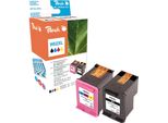 Peach 2-Pack - Nero, Colore (Ciano, Magenta, Giallo) - Compatibile - Rifabbricato - Cartuccia D'inchiostro (Alternativo A: Hp C2P05AE, Hp C2P07AE, Hp 62XL)