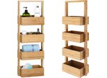 Casaria Mensola Da Bagno In Bambù 4 Ripiani 88X16X28Cm Mensola Cucina Legno Mensole Bagno Scaffale Da Spazi Stretti