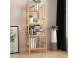 Casaria Scaffale Multiuso Bambù 4 Ripiani 123X48X32Cm Scaffalatura Cucina Scaffali Bagno